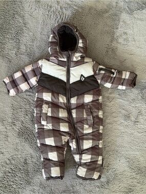 Volcom Baby 6-9months Black Plaid Sherpa-Lined Snowsuit